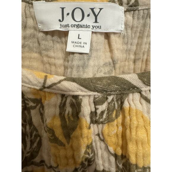 Women’s Lemon Organic Cotton Pajama Set Loungewear Textured Gauze Ruffle Size L - Picture 11 of 13